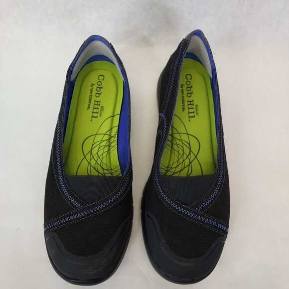 Cobb Hill FitSpa Flat Women's 7.5 Wide Pull On Shoe Black Blue Comfort Arch Supt - Picture 5 of 13